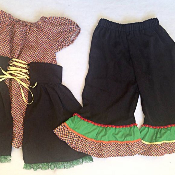 Girls Halloween Big Ruffle Pants Set Costume Pageant - Picture 2 of 3